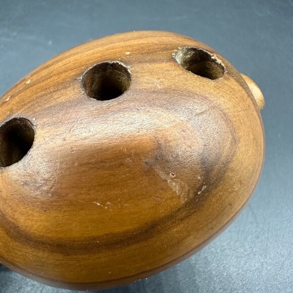 Vintage Mid Century Modern Wooden Puffer Fish Pencil Holder Paperweight Kitschy - Picture 9 of 11